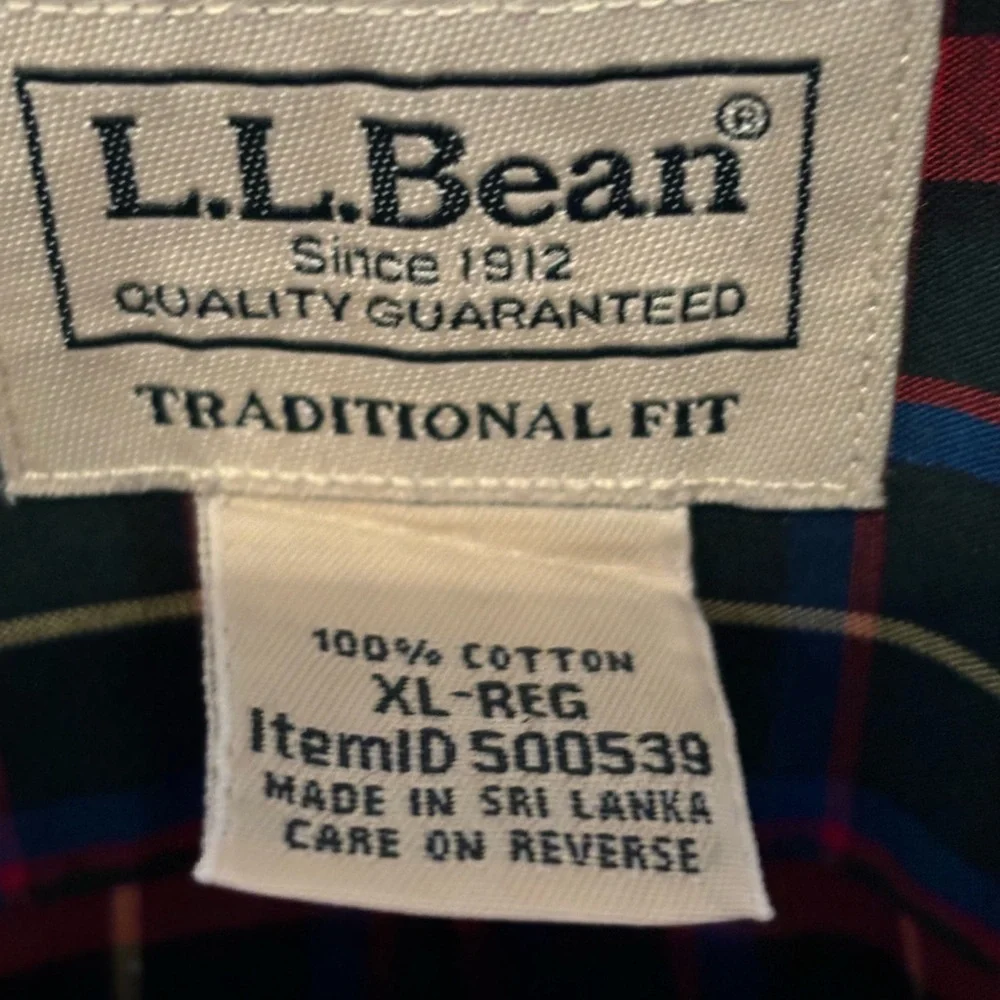 Wrinkle free plaid cotton  LL Bean button shirt